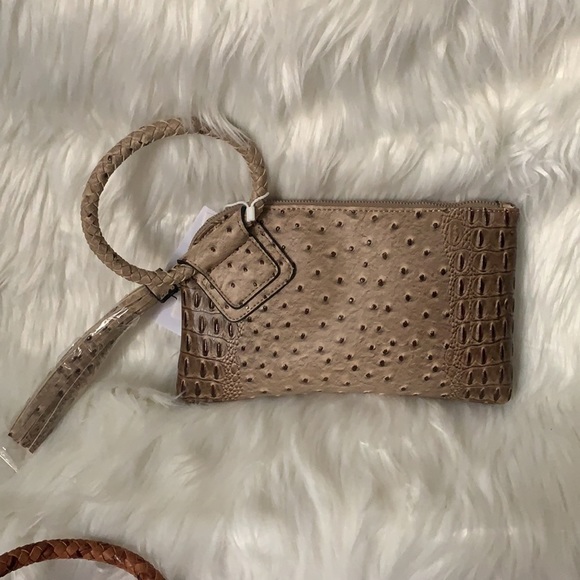 Various Color Vegan ostrich Print Wristlets Bundle (1 Blk, 1Coffee, 1 Blue) - Picture 3 of 14